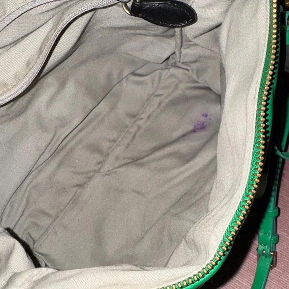 💚🤮🐸🦖Rebecca Minkoff Green Shoulder Bag with Gold Chain - Picture 13 of 16